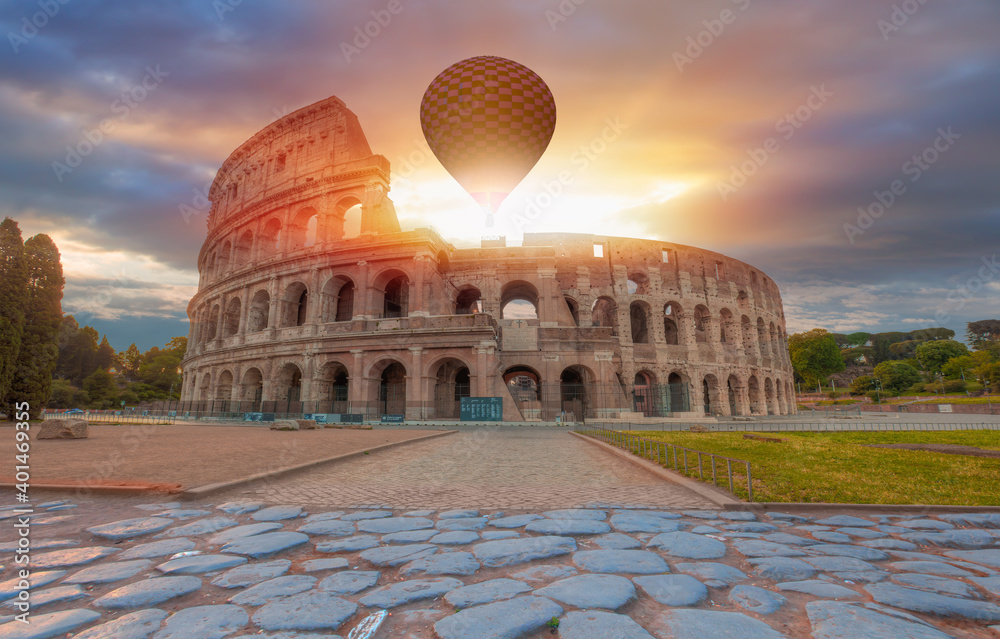 Colosseum in Rome at sunrise - Colosseum is the most landmark in Rome.