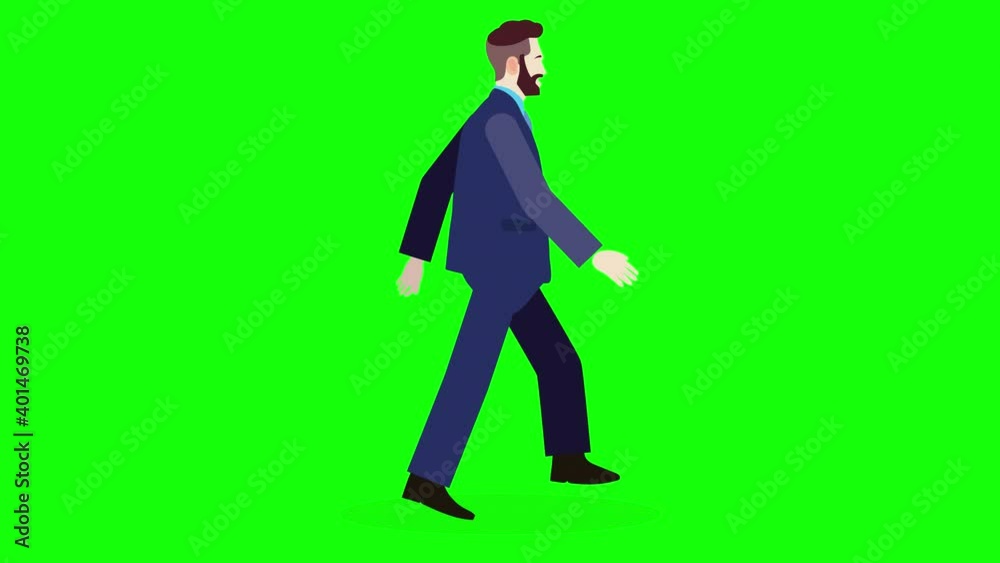 full body Businessman walking animation with green screen.Cartoon 2d young businessman walking looped.
full body Businessman walking animation with green screen.Cartoon 2d young businessman walking looped.