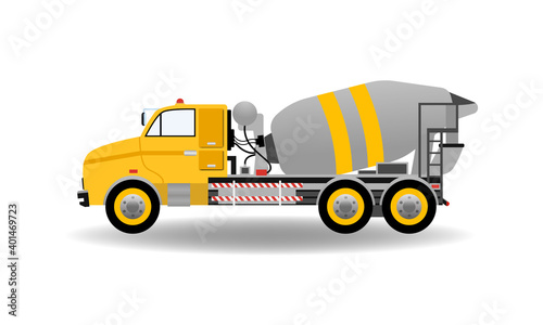 Cement mixer truck isolated on white