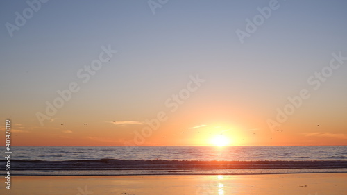 Sunset in Santa Monica Beach