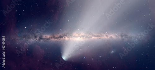 Comet on the space with milky way galaxy "Elements of this image furnished by NASA "
