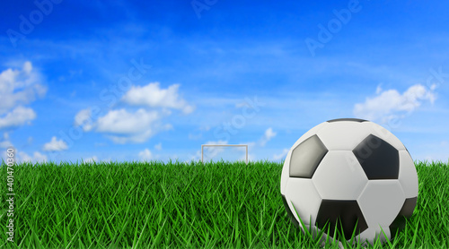 ball on soccer field. 3d rendering
