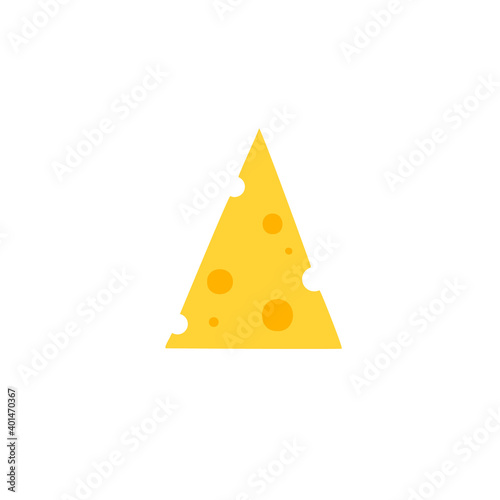 .Cheese slice isolated on white background. Dairy products. Flat vector illustration
