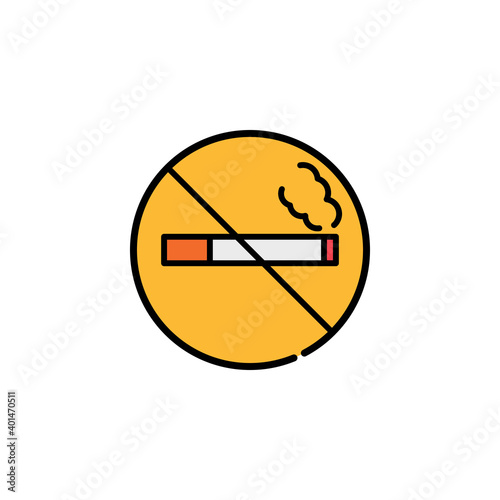No smoking sign glyph icon on white background. Vector illustration in flat cartoon design. 