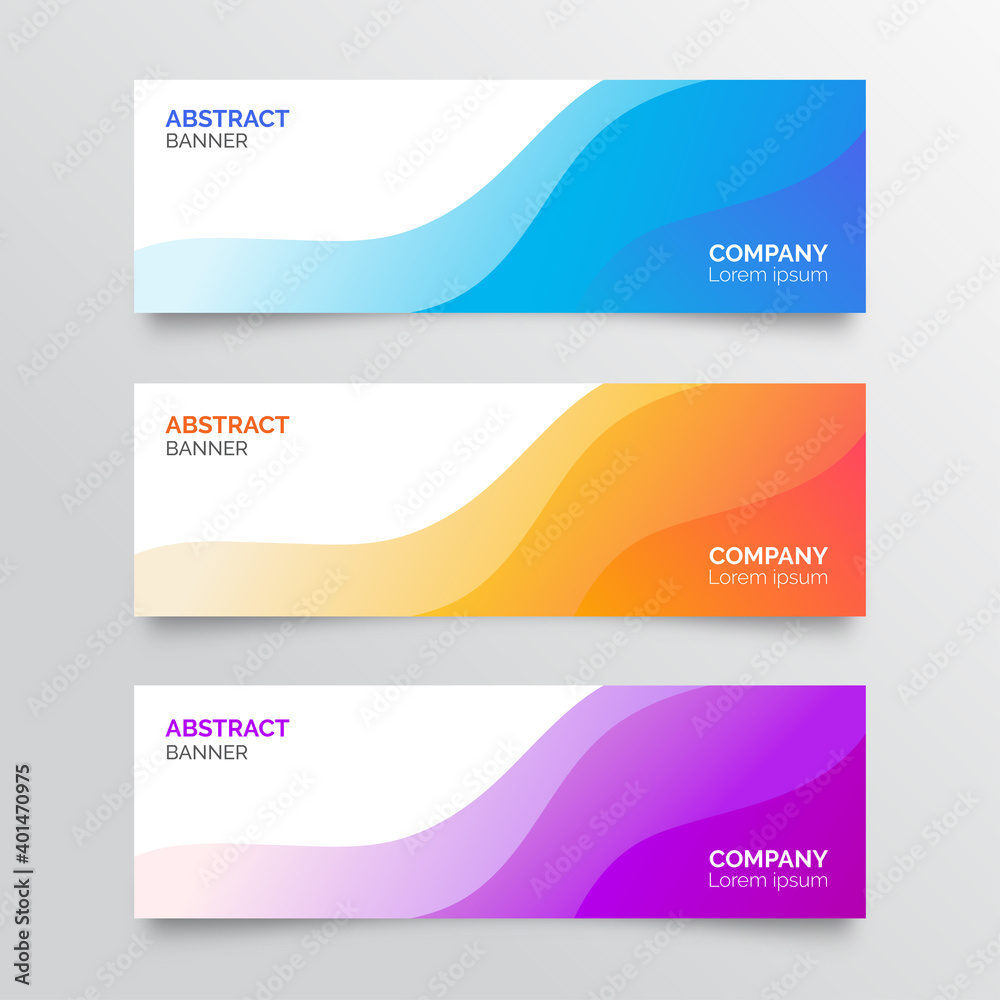 Abstract colored blue, orange and purple waves banner backgrounds