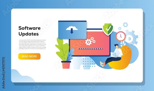 software update illustration progress cloud technology