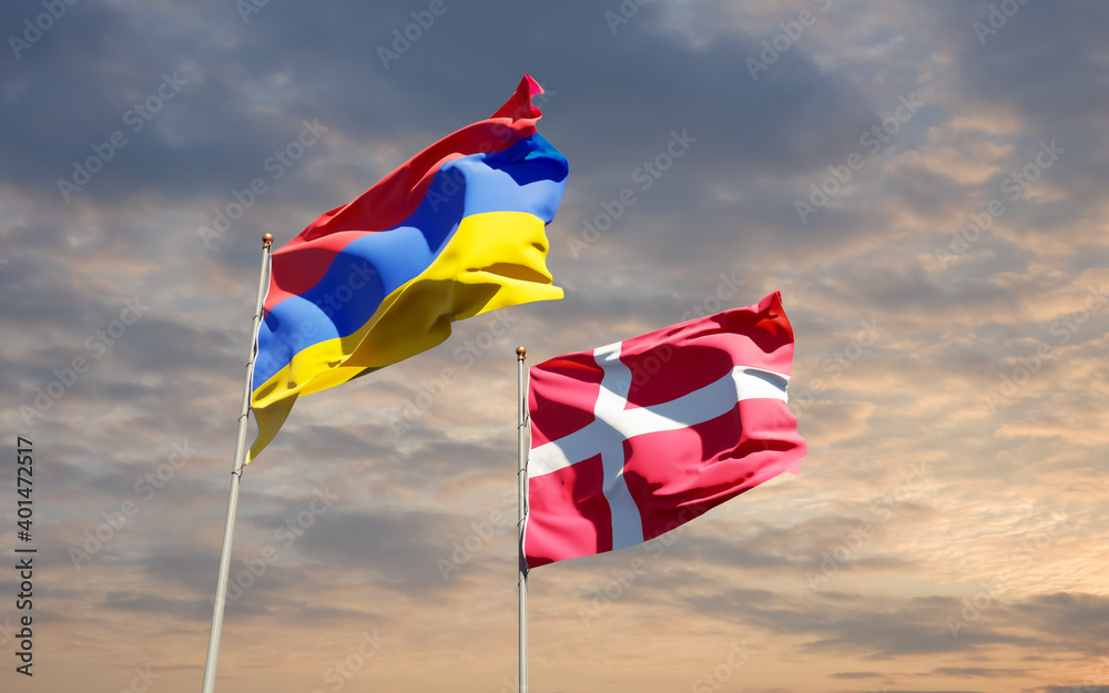 Flags of Denmark and Armenia. Flags of Denmark and Armenia.