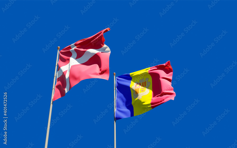 Flags of Denmark and Andorra. Flags of Denmark and Andorra.
