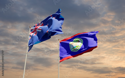 Flags of New Zealand and Belieze.