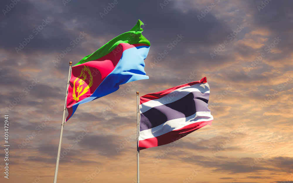 Flags of Thailand and Eritrea. Flags of Thailand and Eritrea.