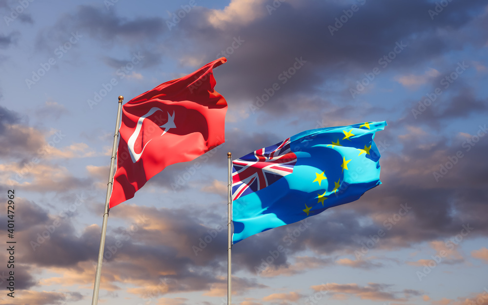 Flags of Tuvalu and Turkey. Flags of Tuvalu and Turkey.