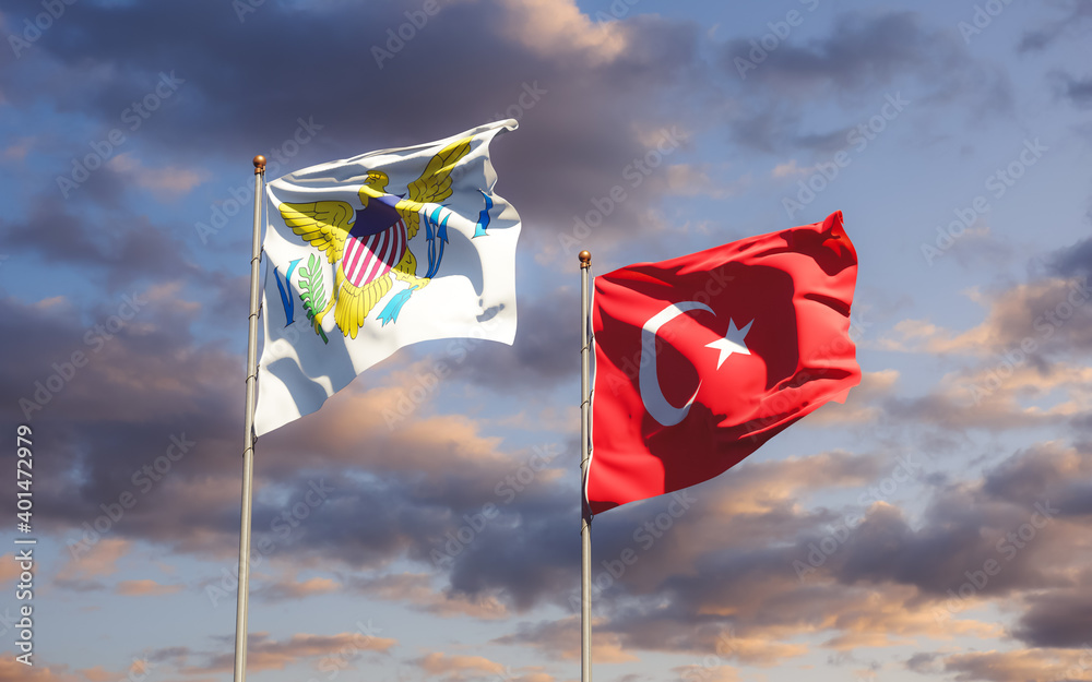 Flags of United States Virgin Islands and Turkey. Flags of United States Virgin Islands and Turkey.