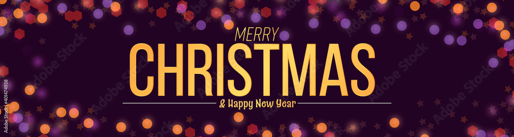Merry Christmas and Happy New Year. Horizontal holiday poster design template, landing page. Xmas colorful background. Abstract festival web banner, vector illustration Merry Christmas and Happy New Year. Horizontal holiday poster design template, landing page. Xmas colorful background. Abstract festival web banner, vector illustration