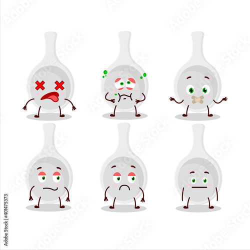 Plastic spoon cartoon character with nope expression