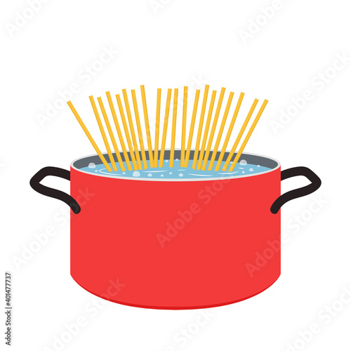 Boil spaghetti vector. Pot vector.