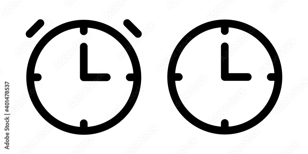 clock alarm icon vector collection isolated on white background clock alarm icon vector collection isolated on white background