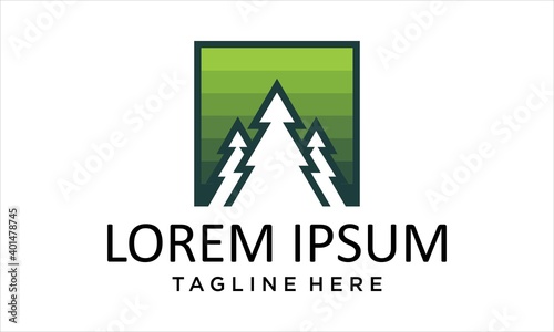 ILLUSTRATION TREE PINE TREES LOGO DESIGN CONCEPT