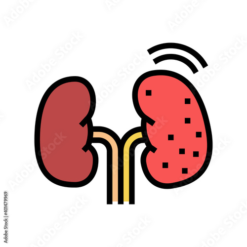 cancer kidney color icon vector. cancer kidney sign. isolated symbol illustration