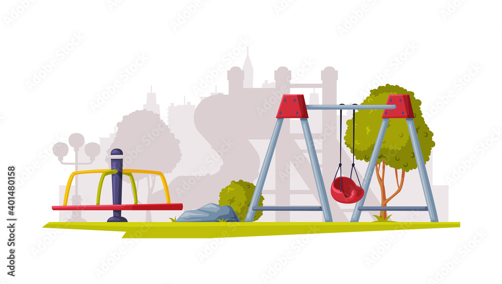 Kids Playground as Urban Summer Public Area for Playing Vector Illustration Kids Playground as Urban Summer Public Area for Playing Vector Illustration