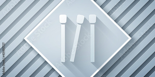 Paper cut Matches icon isolated on grey background. Paper art style. Vector.