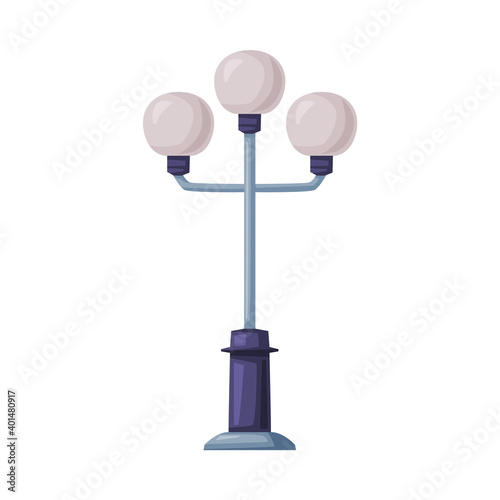 Street Light or Lamppost as Road Light Source Isolated on White Background Vector Illustration