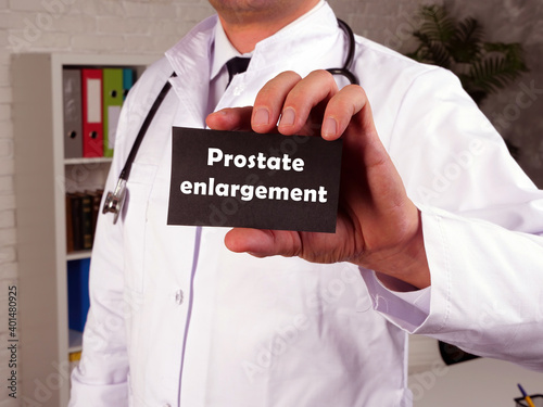 Health care concept meaning Prostate enlargement with sign on the sheet.