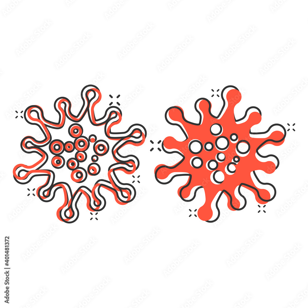 Disease bacteria icon in comic style. Allergy cartoon vector ...