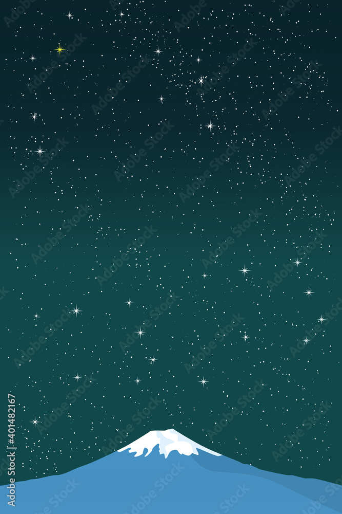Mt. Fuji and galaxy sky. snow mountain, starry sky, background material, smartphone size, mobile size, graphic, background, web header, footer, flier, frame, copy space, vector illustration, vertical, Mt. Fuji and galaxy sky. snow mountain, starry sky, background material, smartphone size, mobile size, graphic, background, web header, footer, flier, frame, copy space, vector illustration, vertical,