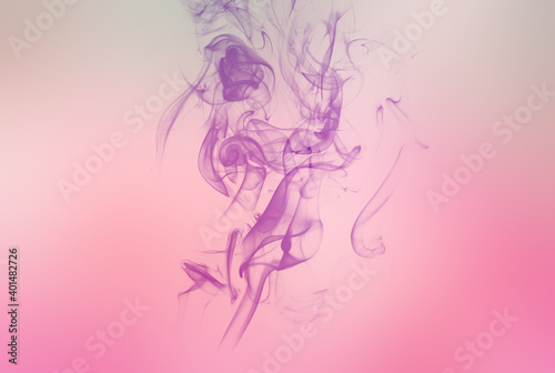 Little purple clouds of smoke on gradient pink. Abstract romantic background for party posters and flyers