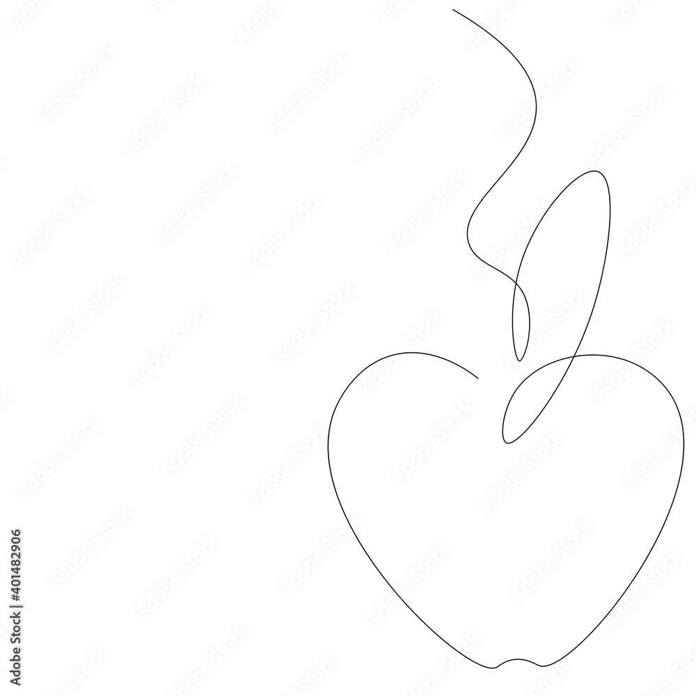 Apple fruit silhouette line drawing, vector illustration Apple fruit silhouette line drawing, vector illustration