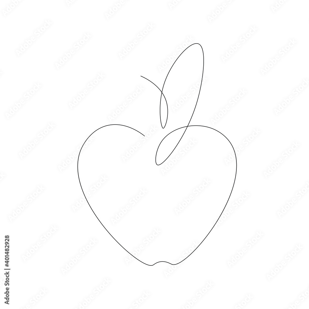 Apple fruit silhouette line drawing, vector illustration Apple fruit silhouette line drawing, vector illustration