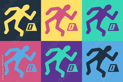 Pop art Crime scene icon isolated on color background. Vector.