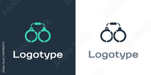 Logotype Handcuffs icon isolated on white background. Logo design template element. Vector.
