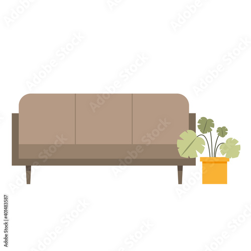home couch with plant vector design