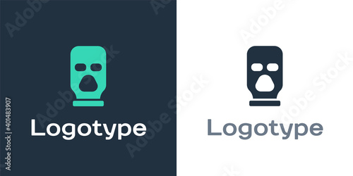 Logotype Balaclava icon isolated on white background. A piece of clothing for winter sports or a mask for a criminal or a thief. Logo design template element. Vector.