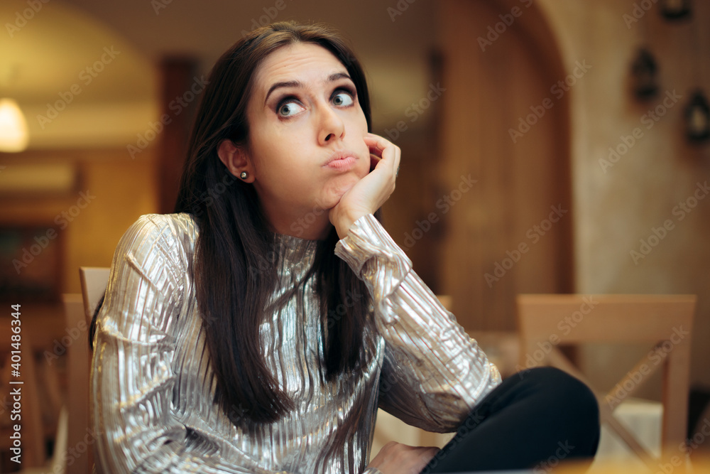Bored Woman at a Party Thinking of Something Else