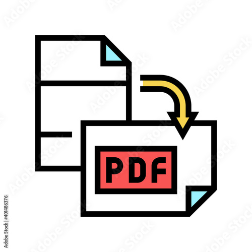 orientation pdf file color icon vector. orientation pdf file sign. isolated symbol illustration