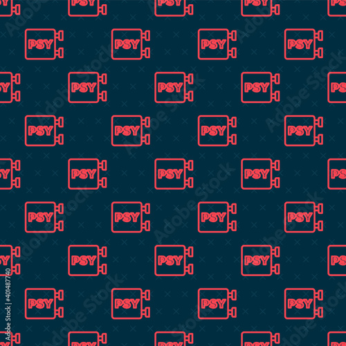 Red line Psychology icon isolated seamless pattern on black background. Psi symbol. Mental health concept, psychoanalysis analysis and psychotherapy. Vector.
