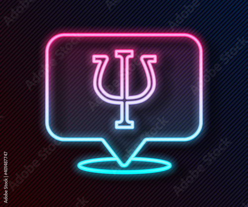 Glowing neon line Psychology icon isolated on black background. Psi symbol. Mental health concept, psychoanalysis analysis and psychotherapy. Vector.