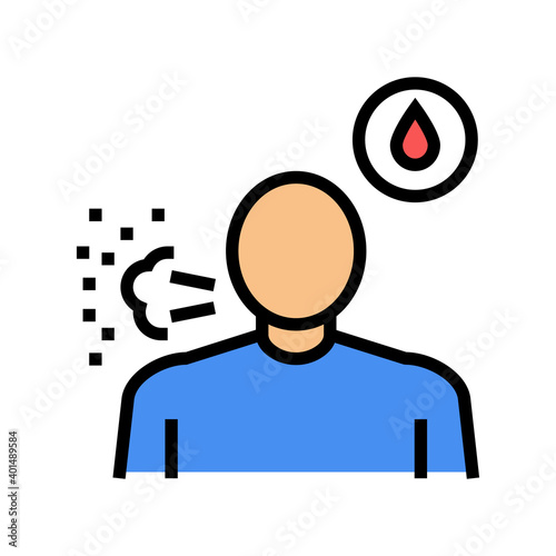 dry cough with blood color icon vector. dry cough with blood sign. isolated symbol illustration