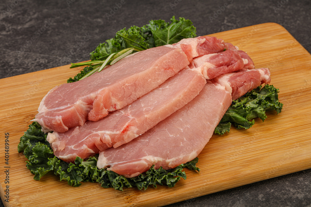 Raw pork steak for cooking