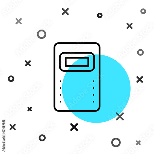 Black line Police assault shield icon isolated on white background. Random dynamic shapes. Vector.