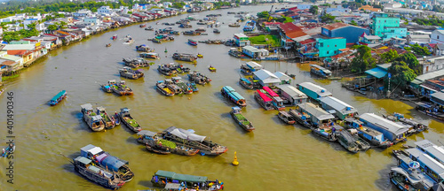 Fotografía Aerial view of Cai Rang floating market, Can Tho, Vietnam