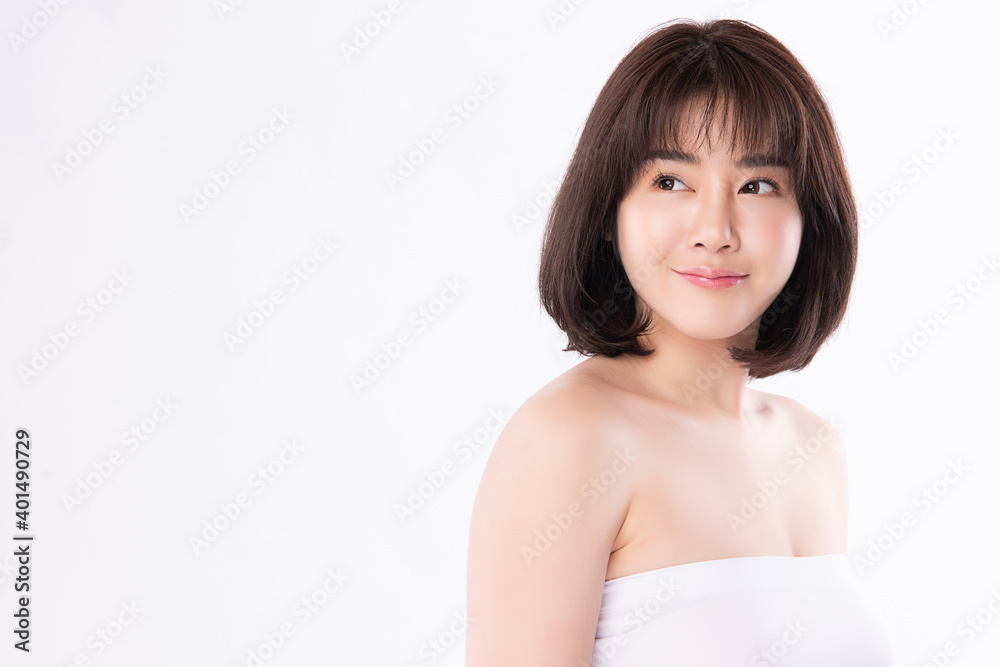 Beautiful Young asian Woman with Clean Fresh Skin, on Pink background, Face care, Facial treatment. Cosmetology, beauty and spa. Asian women portrait Beautiful Young asian Woman with Clean Fresh Skin, on Pink background, Face care, Facial treatment. Cosmetology, beauty and spa. Asian women portrait