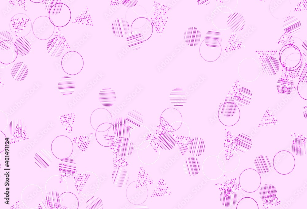 Light Pink vector template with crystals, circles.