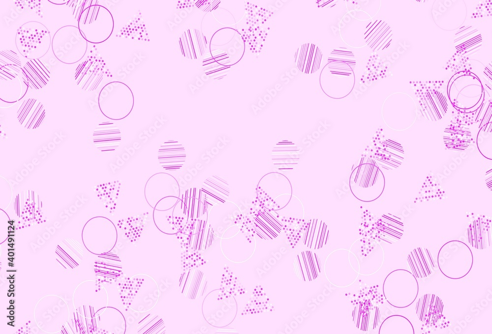 Light Pink vector template with crystals, circles. Light Pink vector template with crystals, circles.