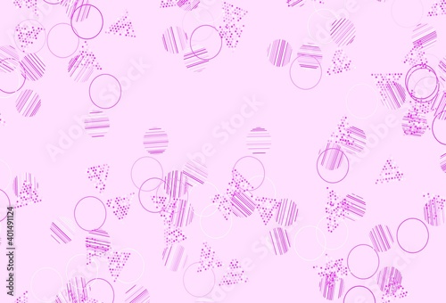 Light Pink vector template with crystals, circles.