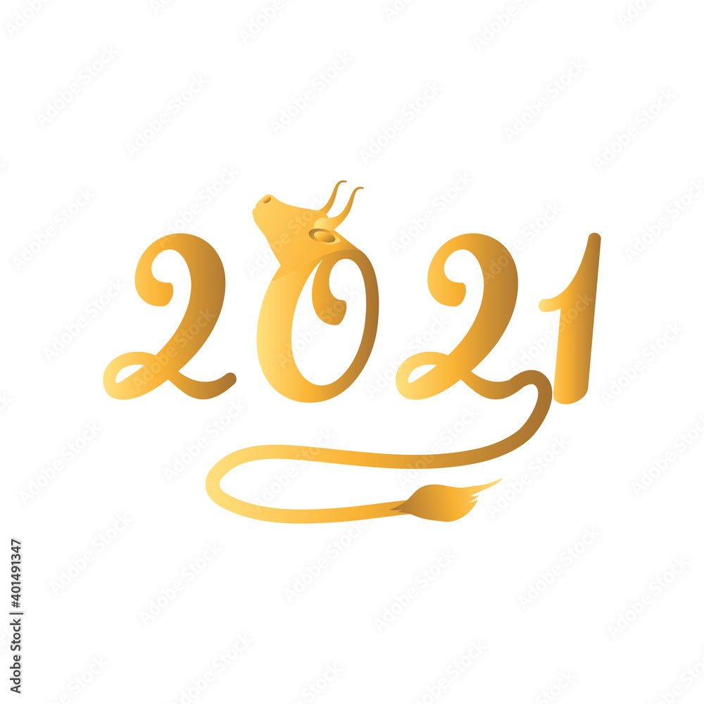 Chinese new year 2021 with bull isolated vector design Chinese new year 2021 with bull isolated vector design