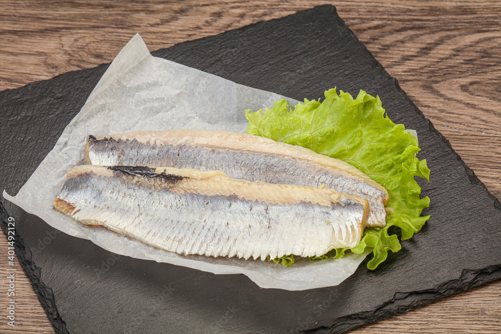 Herring fillet with salad leaves Herring fillet with salad leaves