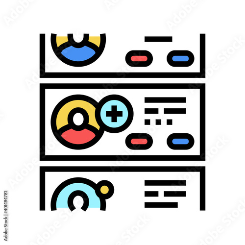 list of prospective friends color icon vector. list of prospective friends sign. isolated symbol illustration